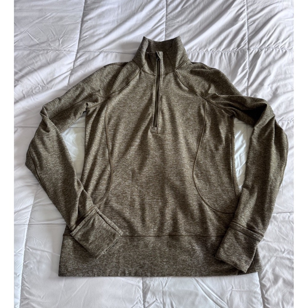 Lululemon Rush Hour Womens 8 Half Zip Pullover Heathered Military Green EUC - Picture 2 of 15